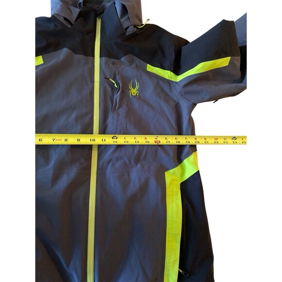 Spyder Blue and Gray Ski Jacket with Yellow Accents - Picture 12 of 16